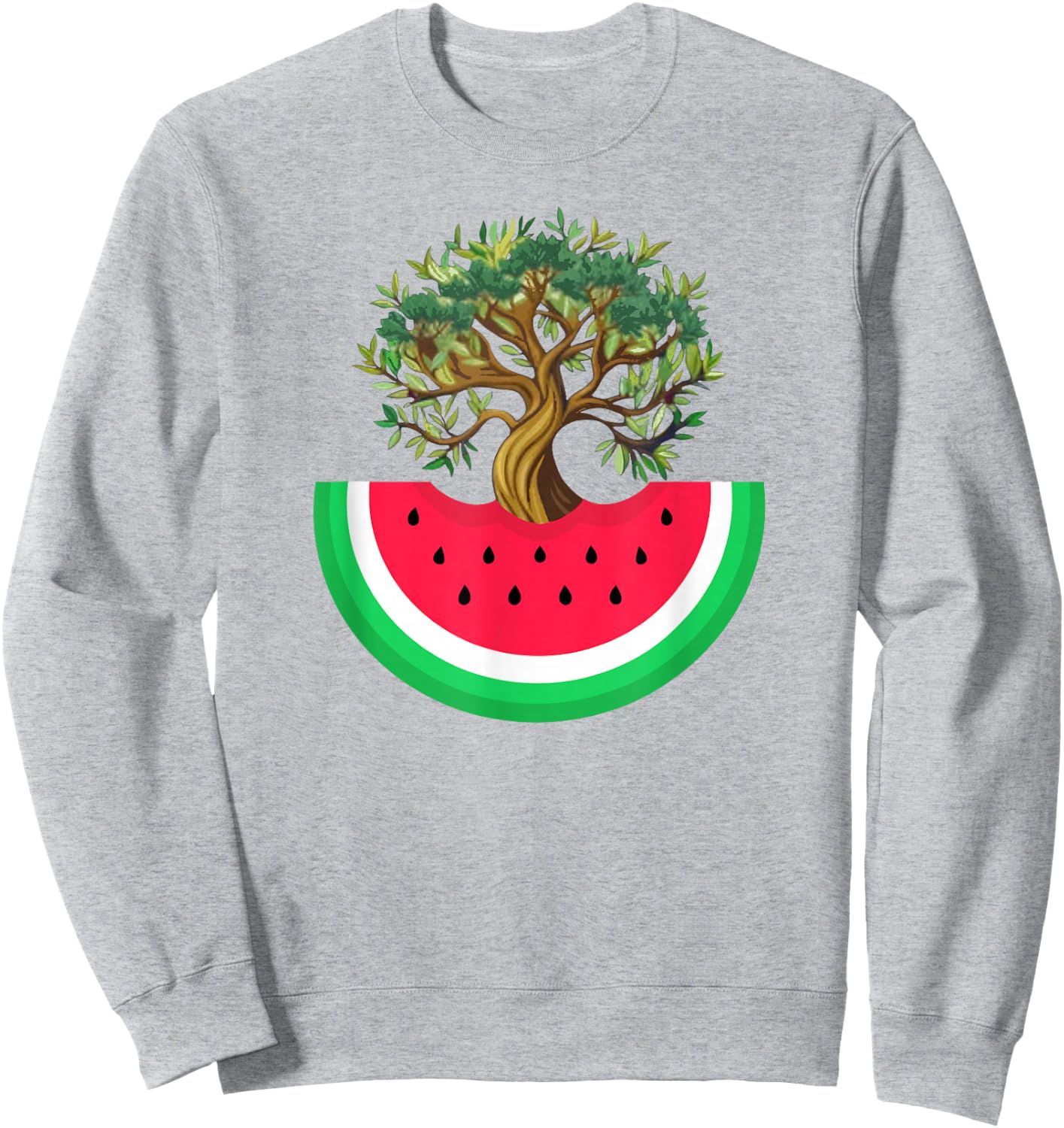 Palestine Watermelon Palestinian Olive Freedom for Palestine , Blue, S Sweatshirt - Sweatshirt | Ash