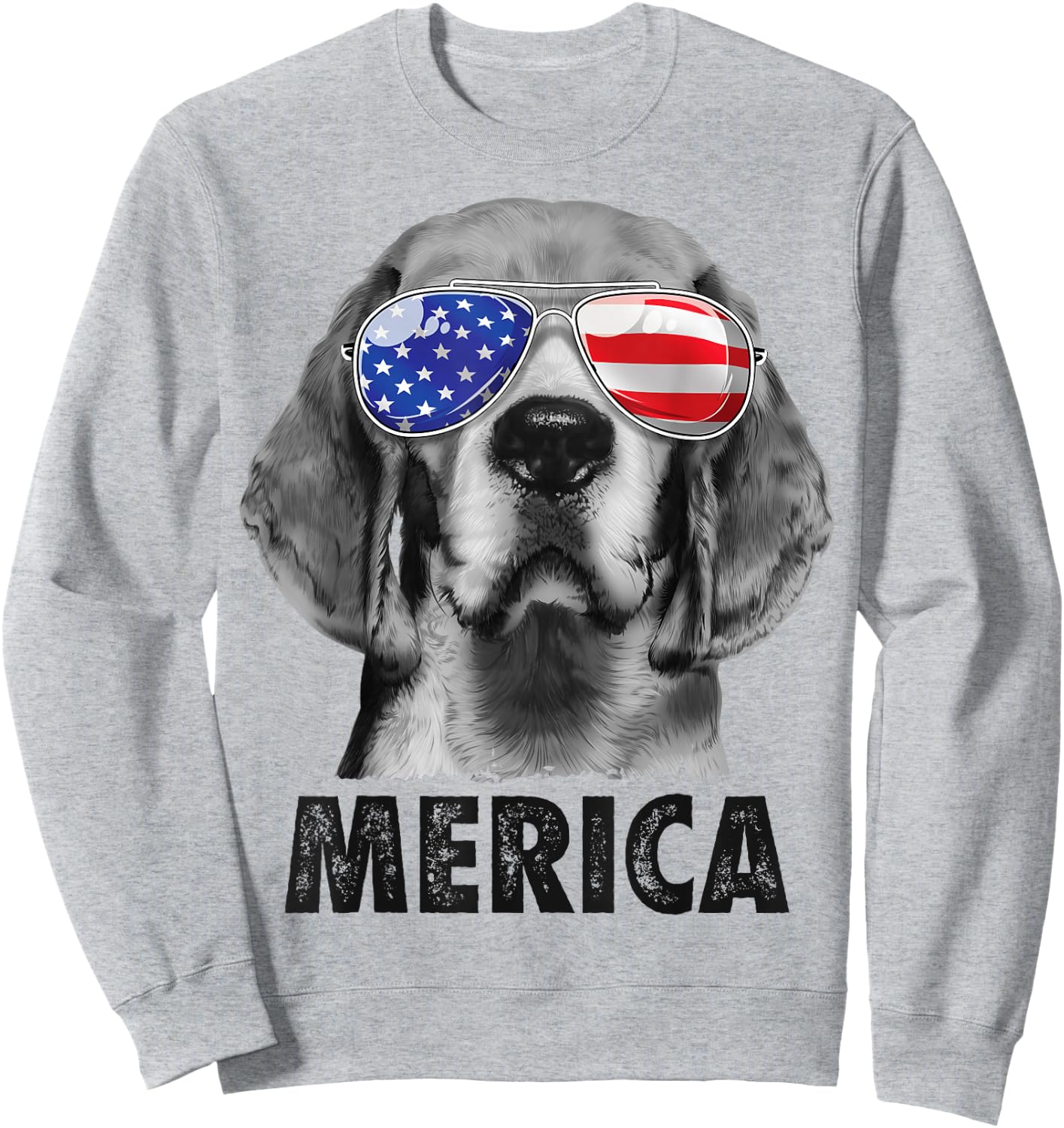 Beagle 4th of July Merica Sunglasses Men USA American Flag Sweatshirt - Sweatshirt | Ash
