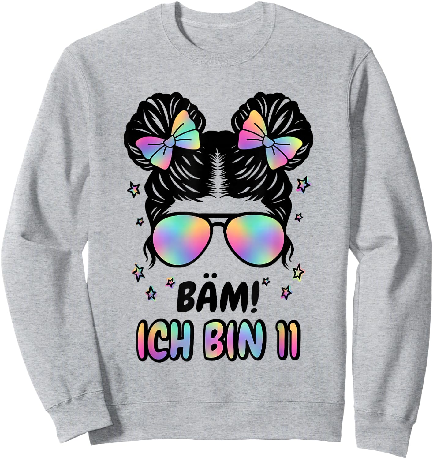 11. Geburtstag Mädchen Messy Bun Bäm! Ich Bin Elf Sweatshirt - Sweatshirt | Ash