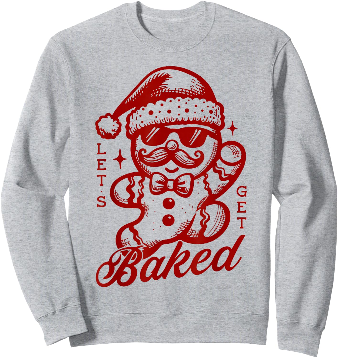Vintage Let's Get Baked Christmas Matching Family Pajama Sweatshirt - Sweatshirt | Ash