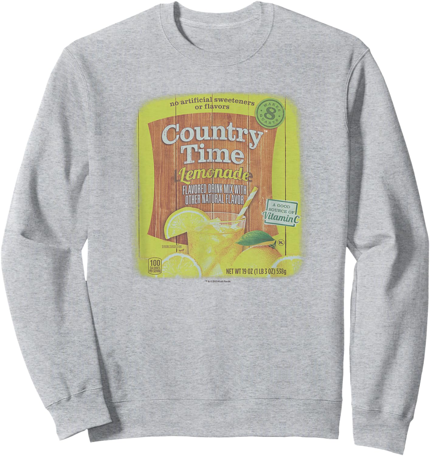 Country Time Lemonade No Artificial Sweeteners Retro Logo Sweatshirt - Sweatshirt | Ash
