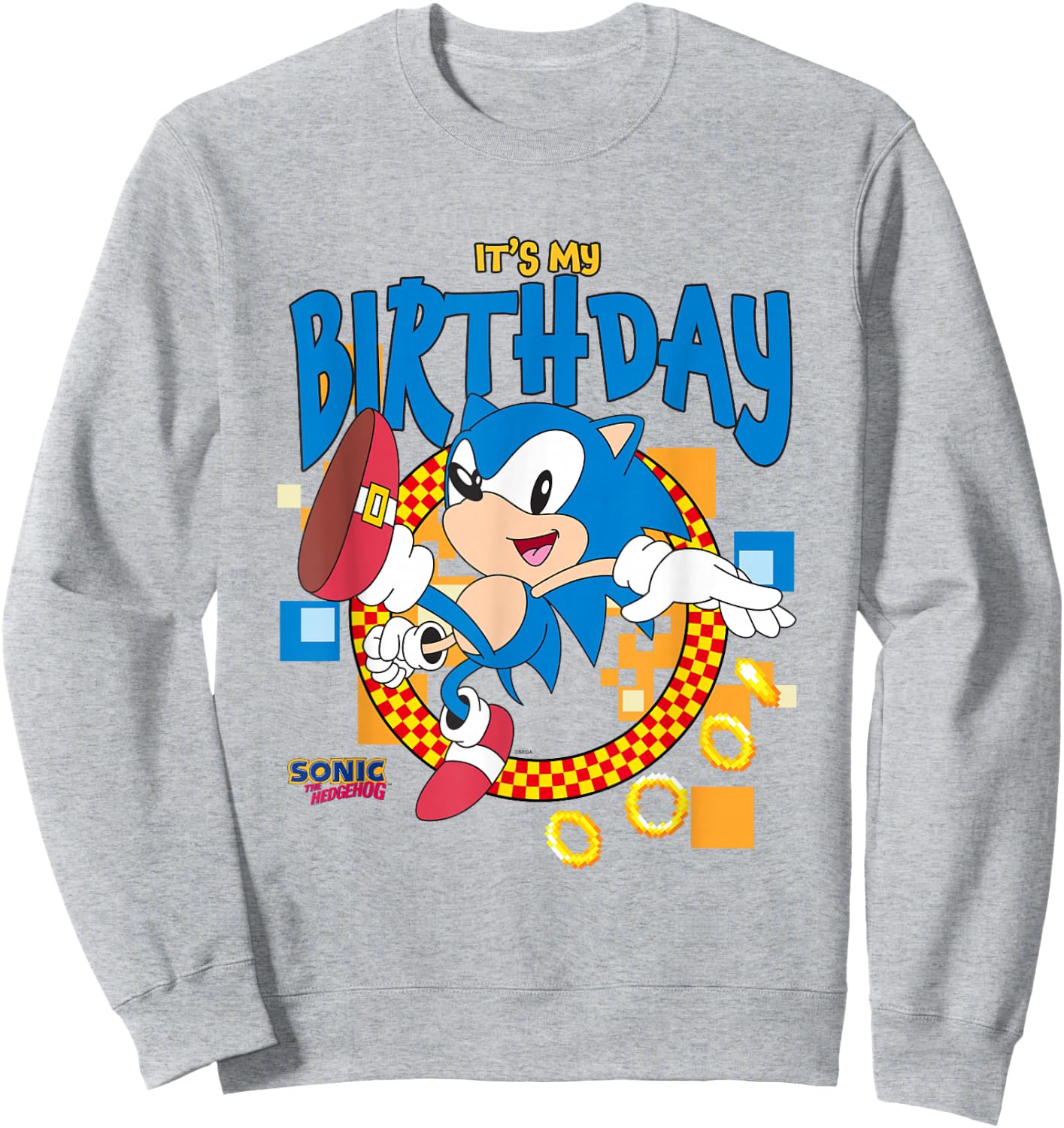 Sonic The Hedgehog Birthday It's My Birthday Cheering Sonic Sweatshirt - Sweatshirt | Ash