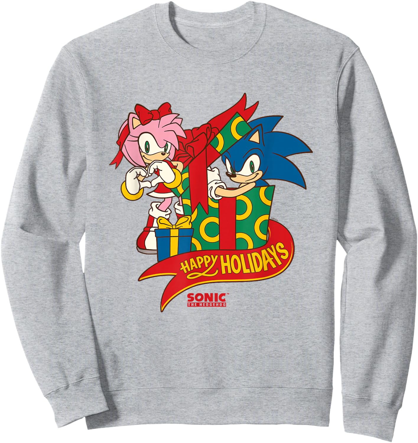 Sonic The Hedgehog Christmas Happy Holidays Sonic & Amy Sweatshirt - Sweatshirt | Ash