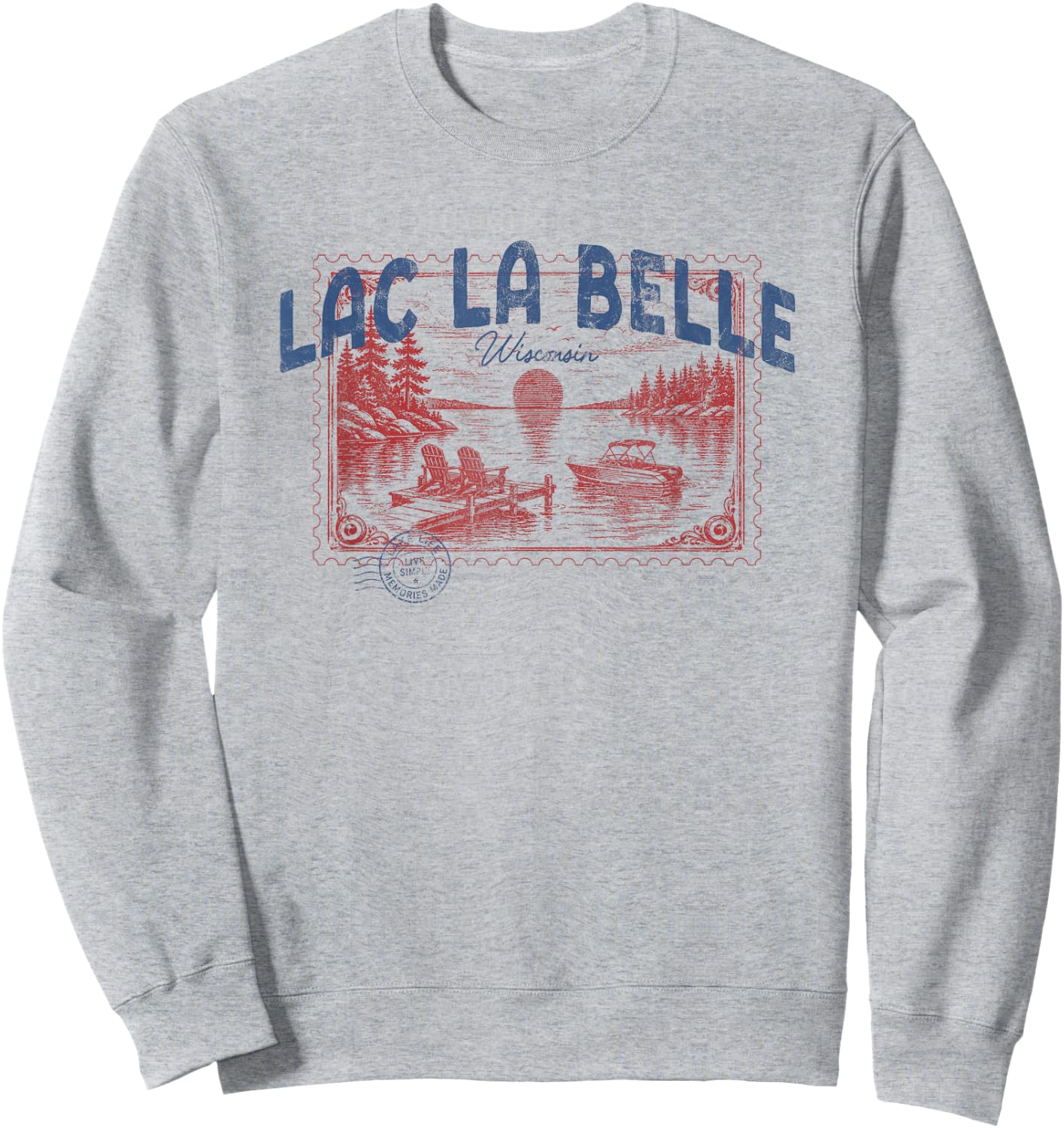 Lac La Belle Wisconsin Outdoors Vintage Sweatshirt - Sweatshirt | Ash