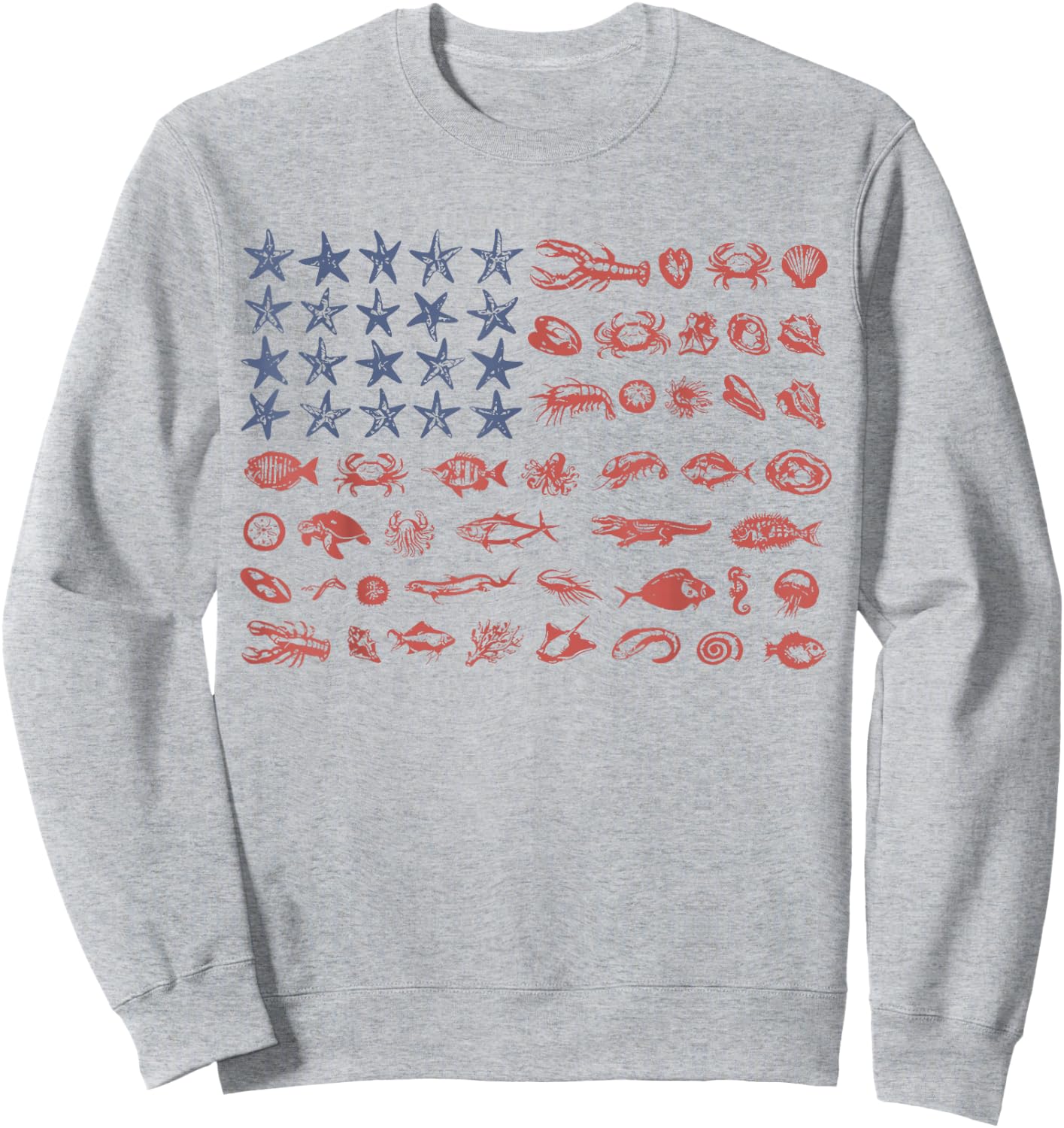 Seashell USA Flag America 250th Anniversary 4th of July Sweatshirt - Sweatshirt | Ash