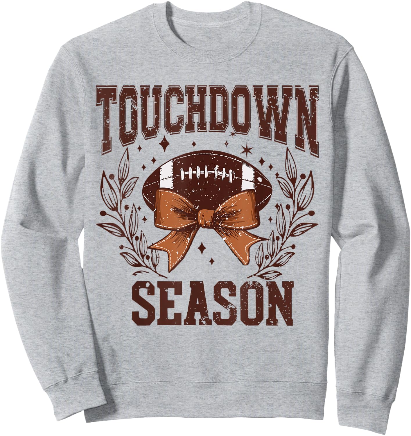 Touch Down Season Coquette Football Bow Fall Football Mom Sweatshirt - Sweatshirt | Ash
