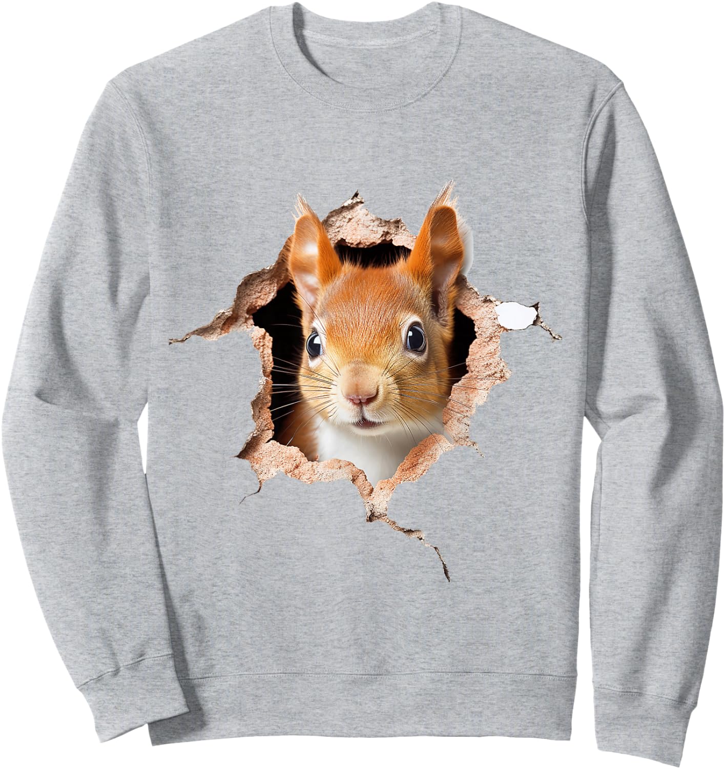 Squirrel Pattern Animal Print Drawing Art Cute Squirrel , white, S Sweatshirt - Sweatshirt | Ash