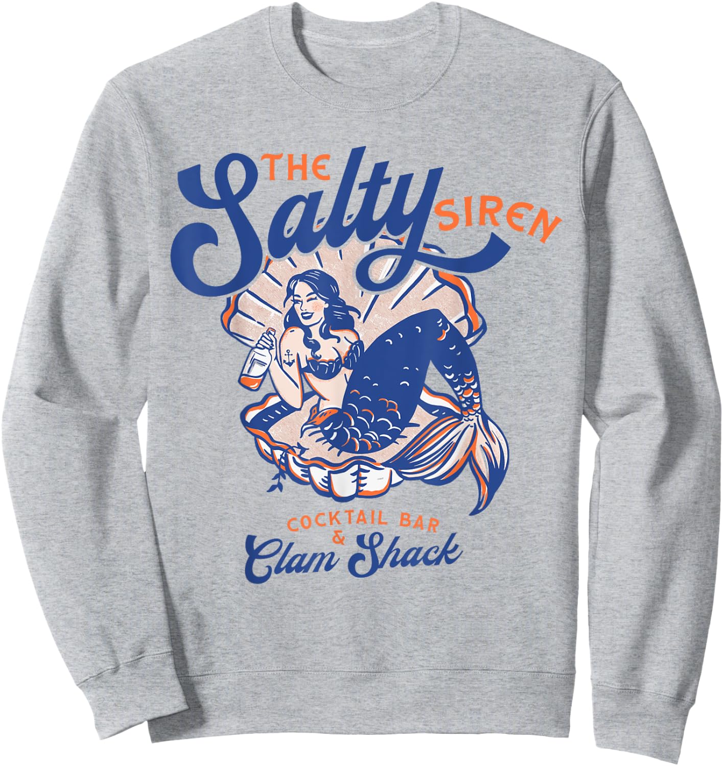 The Salty Siren Cocktail Bar & Clam Shack Cute Mermaid Pinup Sweatshirt - Sweatshirt | Ash