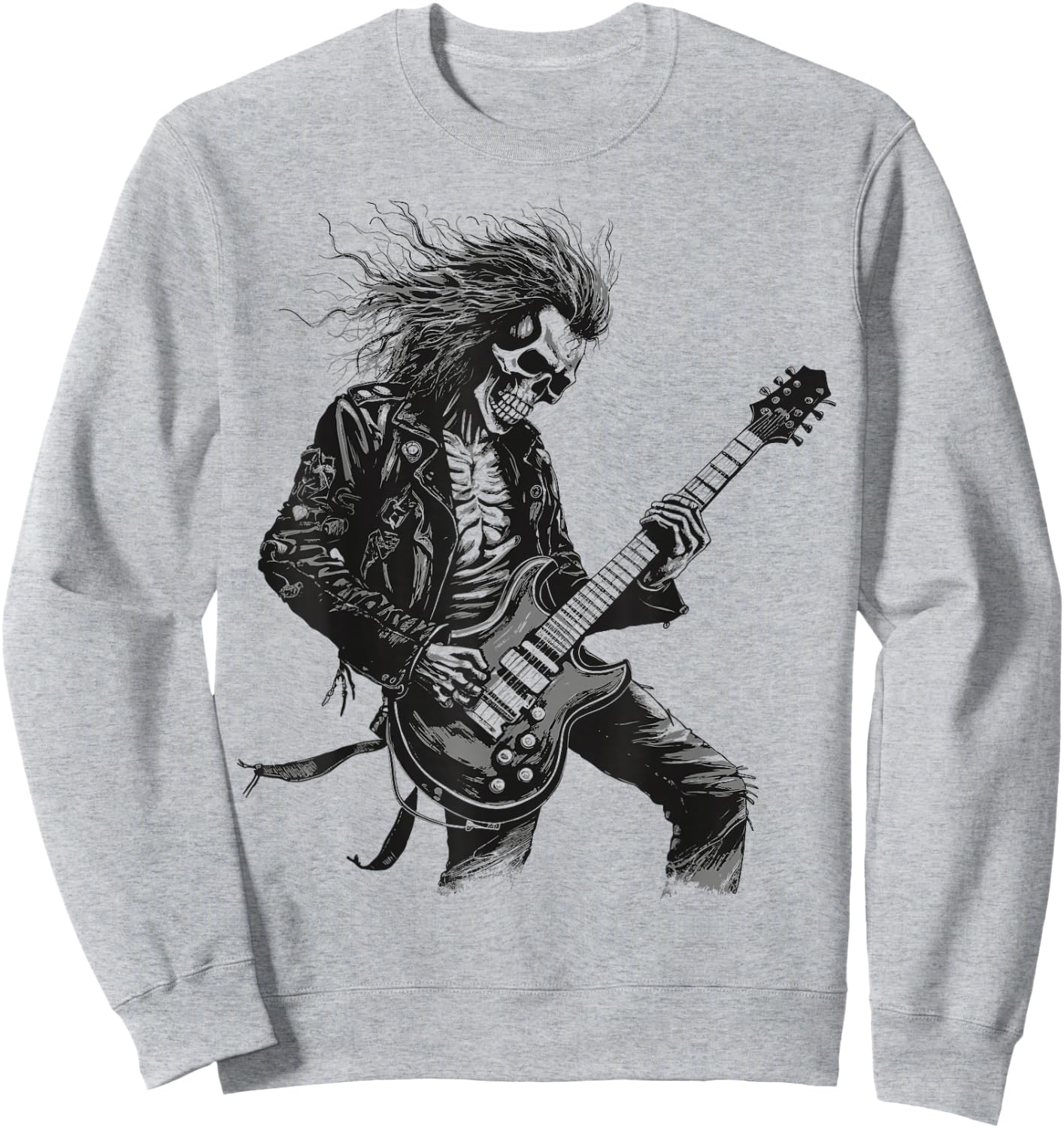 Skeleton Guitar Guy Rock And Roll Band Rock On Sweatshirt - Sweatshirt | Ash