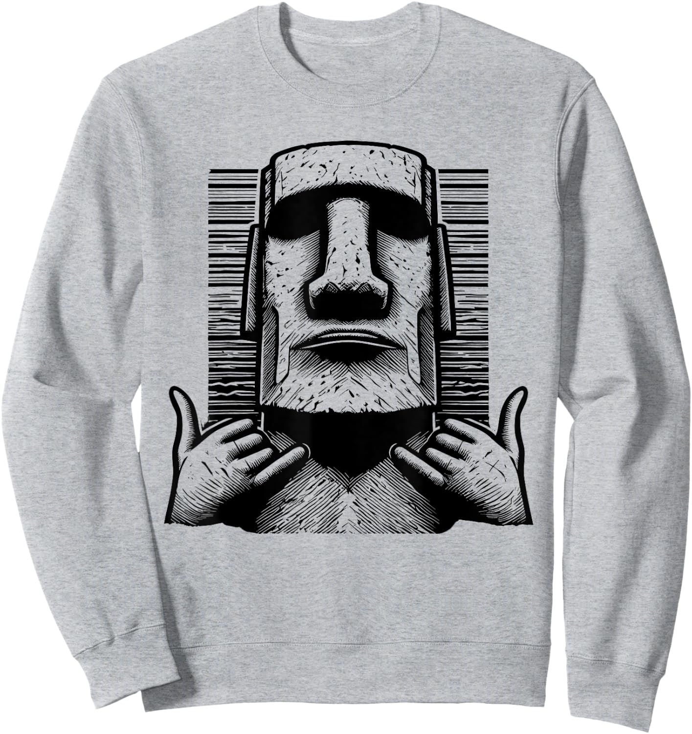 Funny Easter Island Rapa Nui Moai Statue Surfer Shaka Sign Sweatshirt - Sweatshirt | Ash