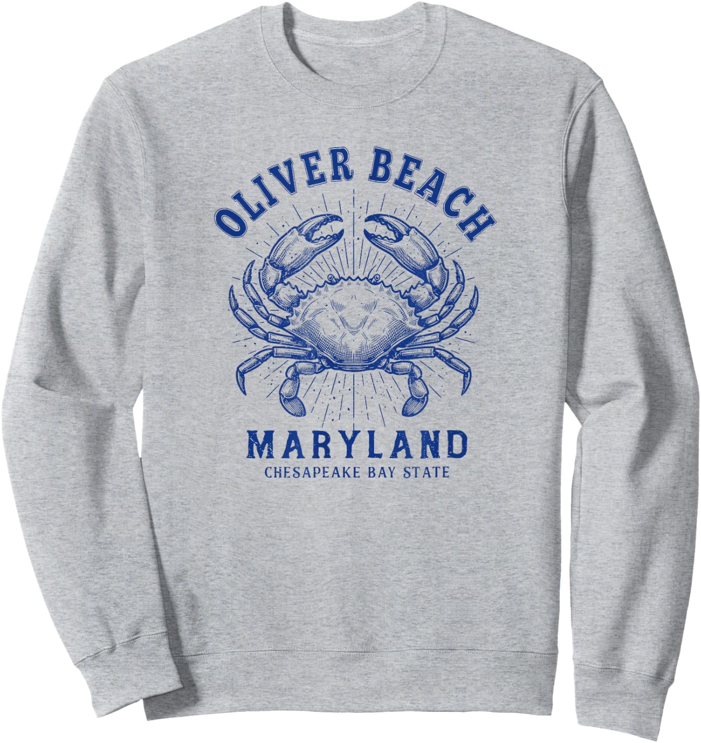 Maryland Blue Crab Coastal Oliver Beach MD Design Sweatshirt - Sweatshirt | Ash