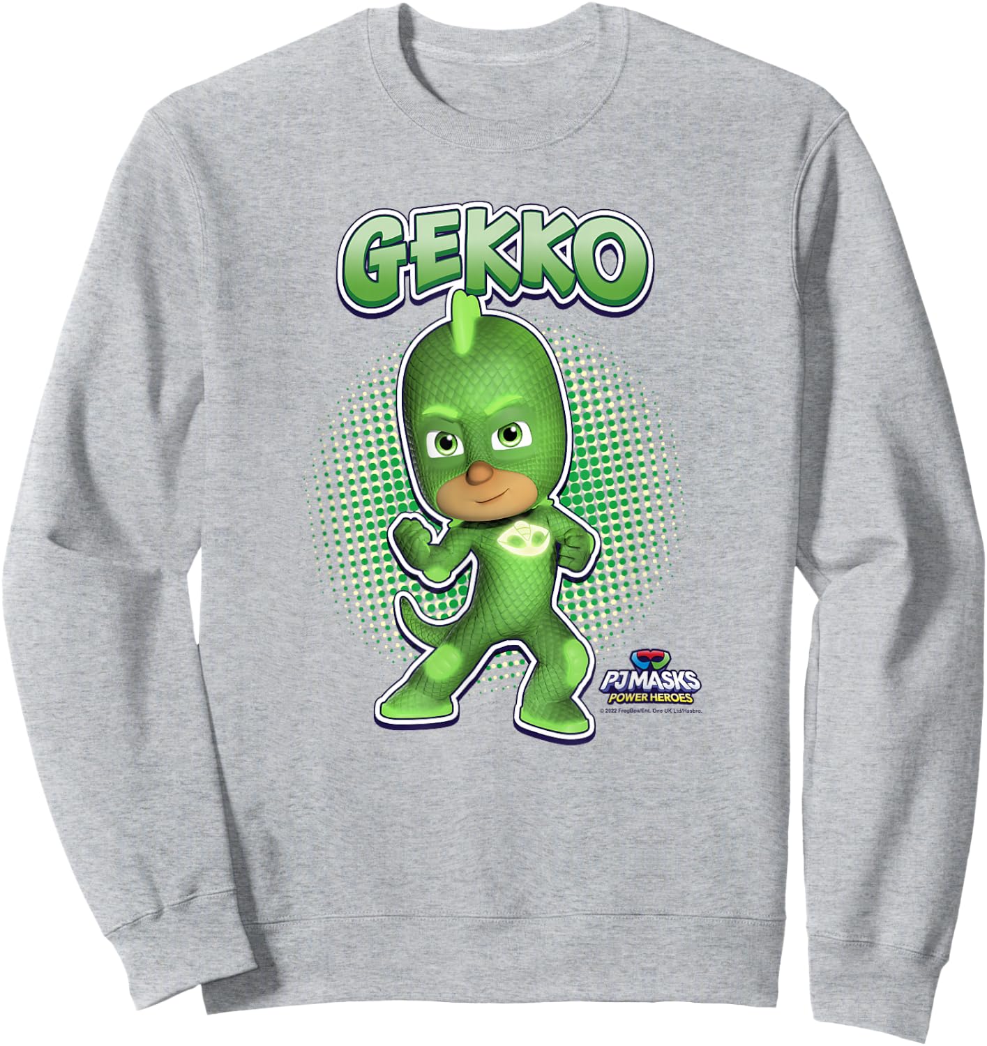 PJ Masks Gekko Comic Style Pose Panel Logo Sweatshirt - Sweatshirt | Ash