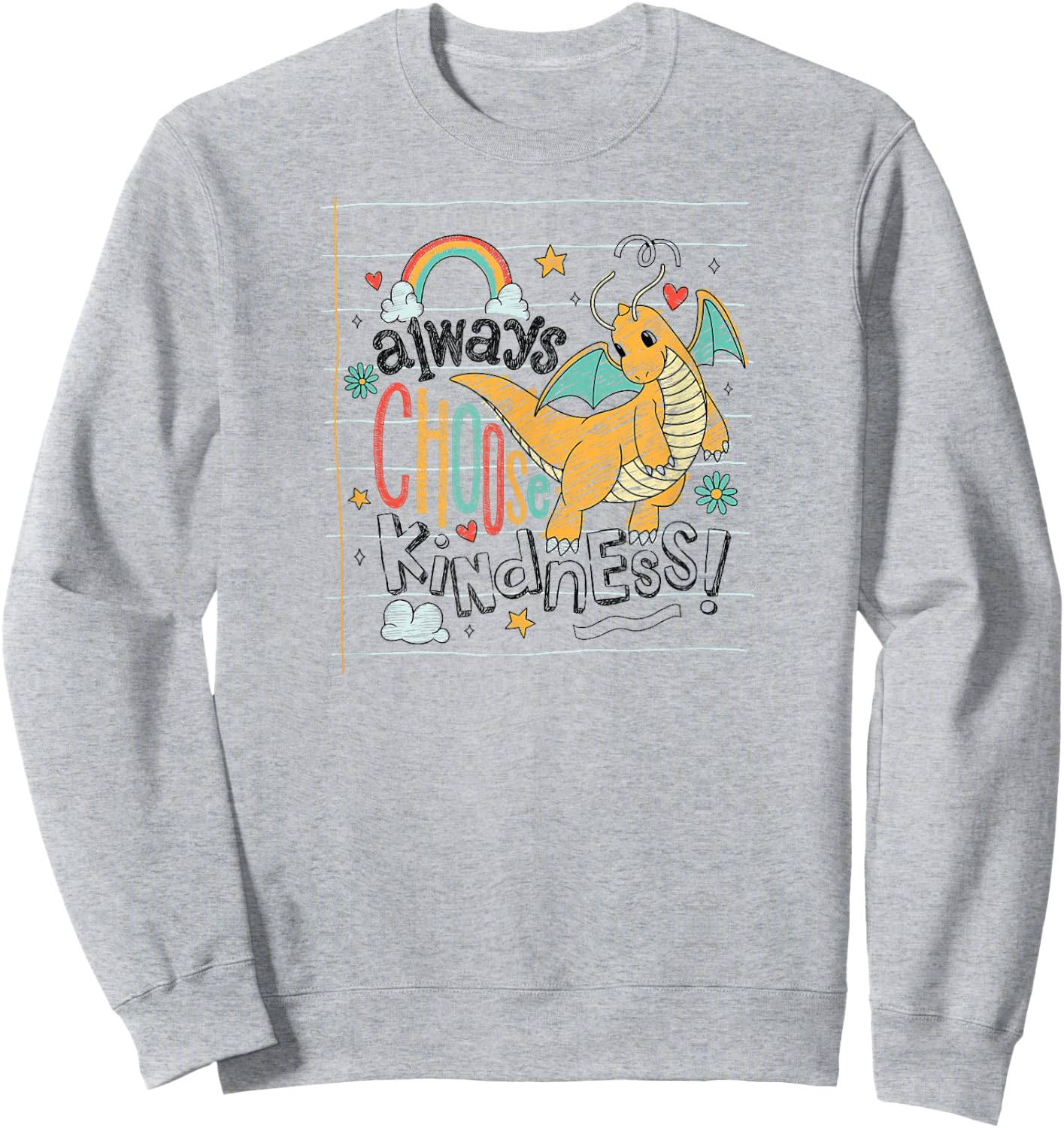 Pokémon - Dragonite Flying Always Choose Kindness Doodle Sweatshirt - Sweatshirt | Ash