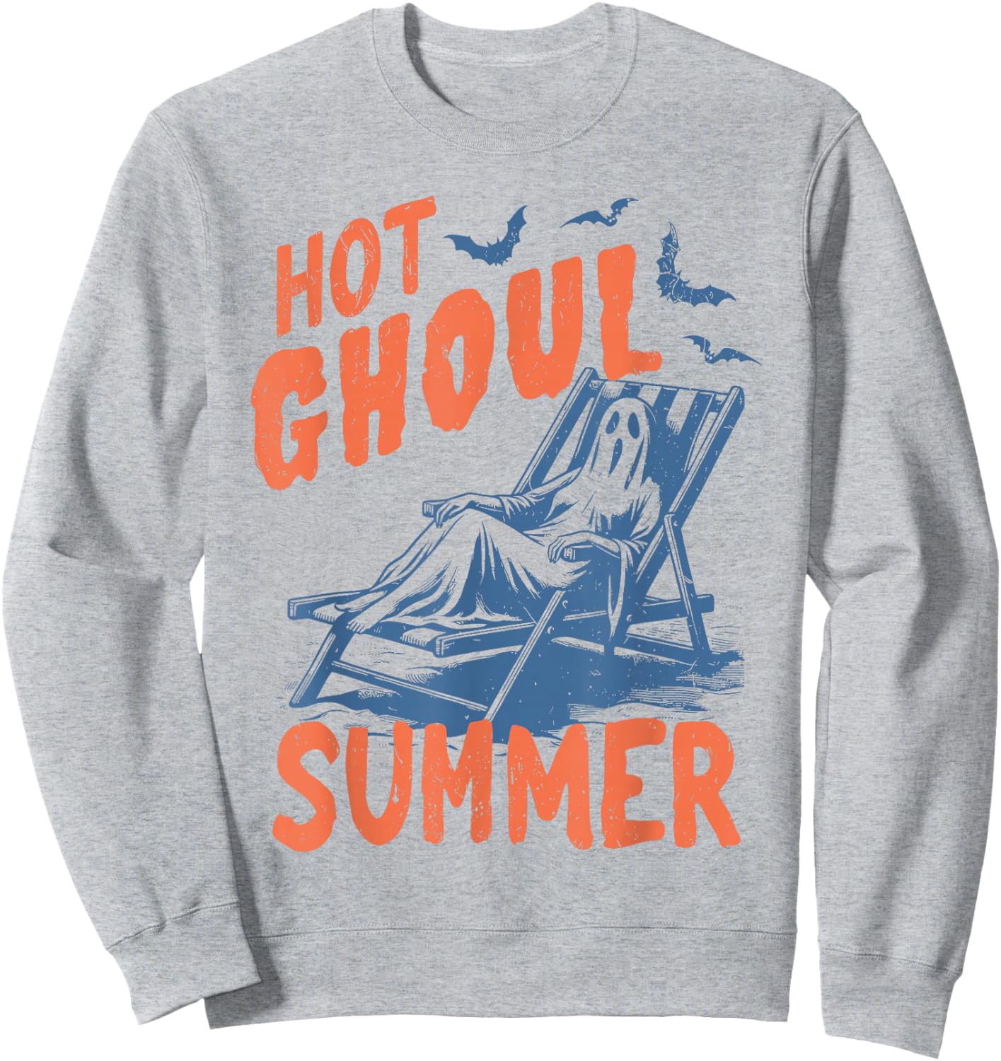 Retro Hot Ghoul Summer Summerween Ghost Halloween Sweatshirt - Sweatshirt | Ash