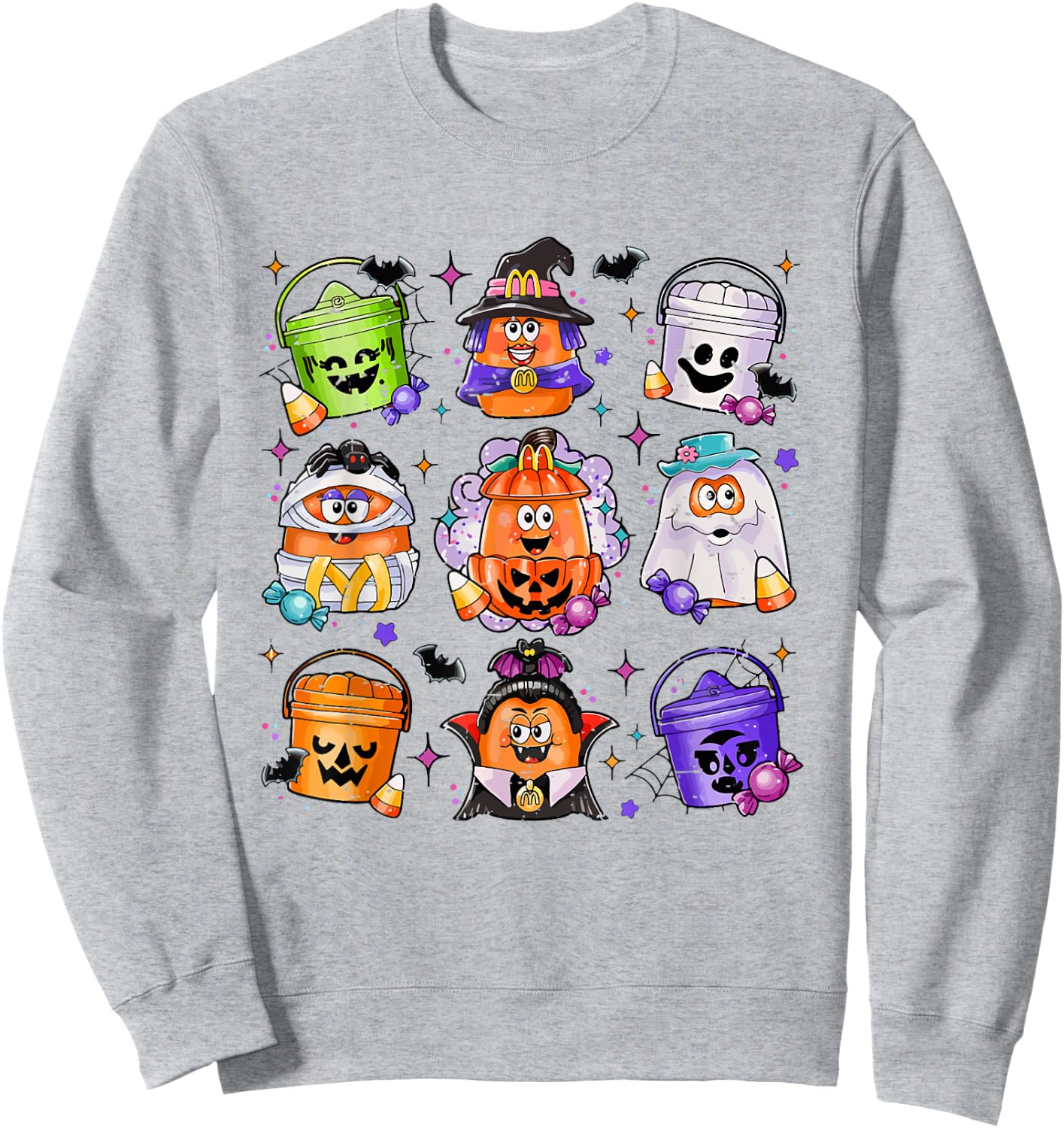 Vintage Funny Halloween Pumpkin Spooky Nuggets Chicken Cute Sweatshirt - Sweatshirt | Ash