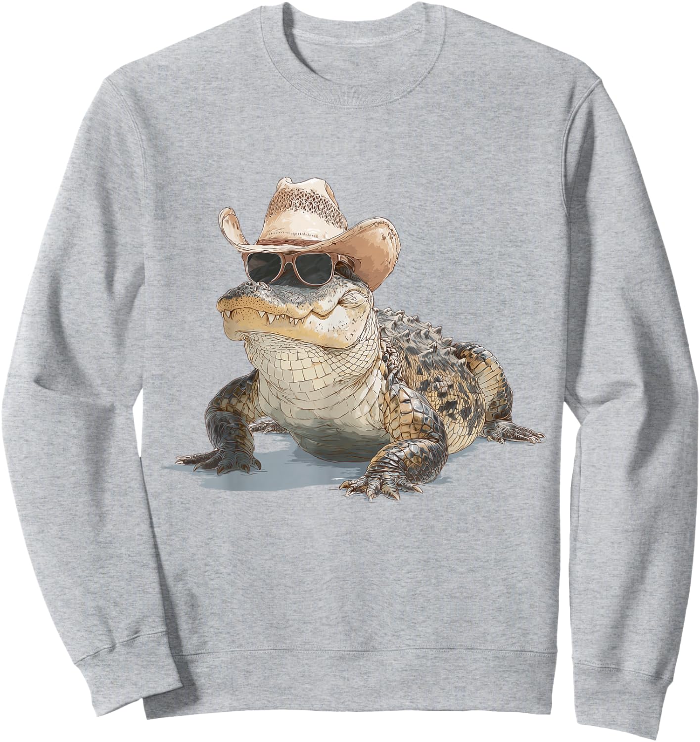 Alligator Cowboy Hat Gator Crocodile Reptile Lover Funny Sweatshirt - Sweatshirt | Ash