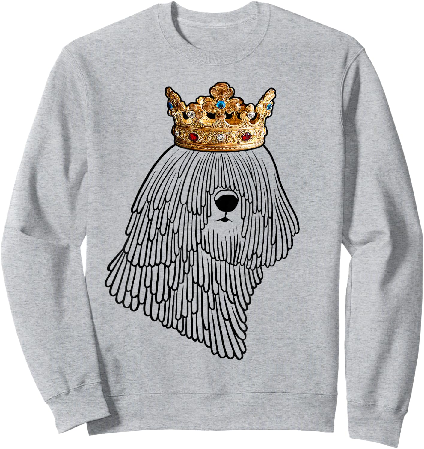 Komondor Dog Wearing Crown Sweatshirt - Sweatshirt | Ash