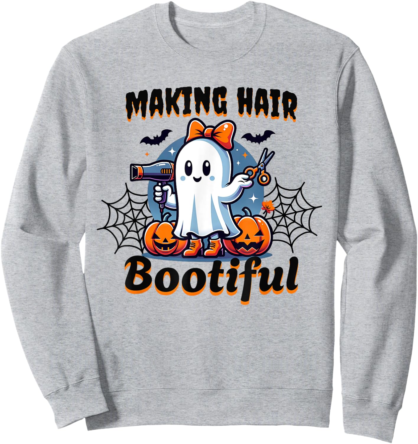 Halloween Hair Stylist Spooky Ghost Hairdresser Cosmetology Sweatshirt - Sweatshirt | Ash