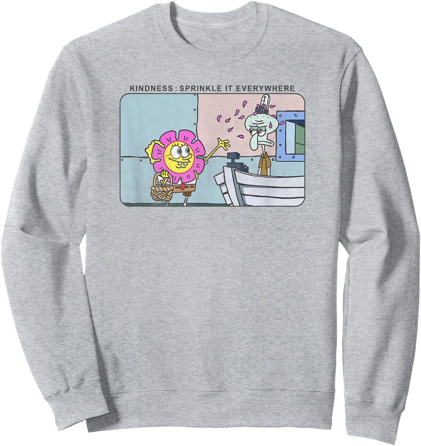 Spongebob Squarepants and Squidward Kindness Meme Sweatshirt - Sweatshirt | Ash