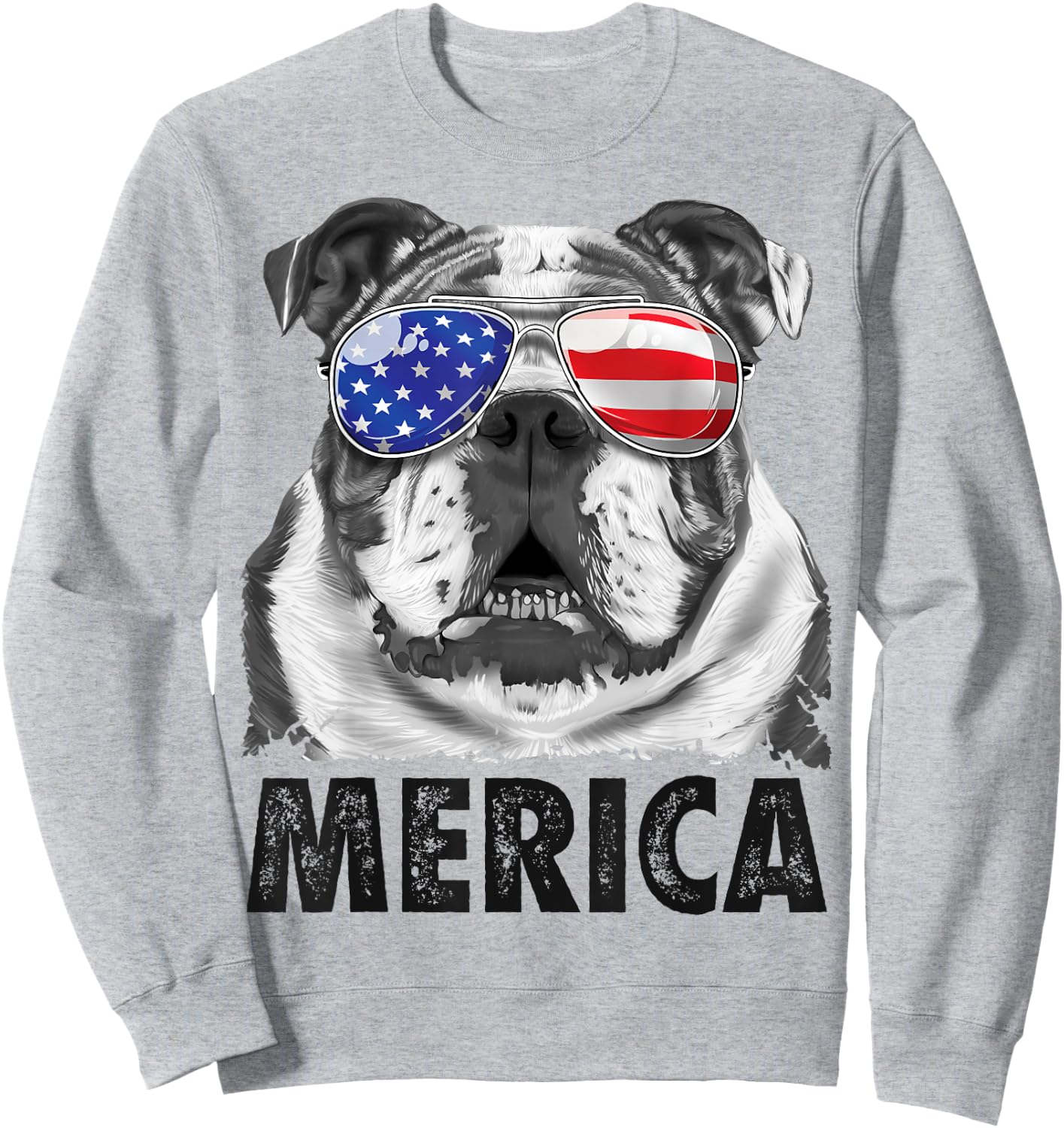 English Bulldog 4th of July Shirt Merica Men Women American Sweatshirt - Sweatshirt | Ash