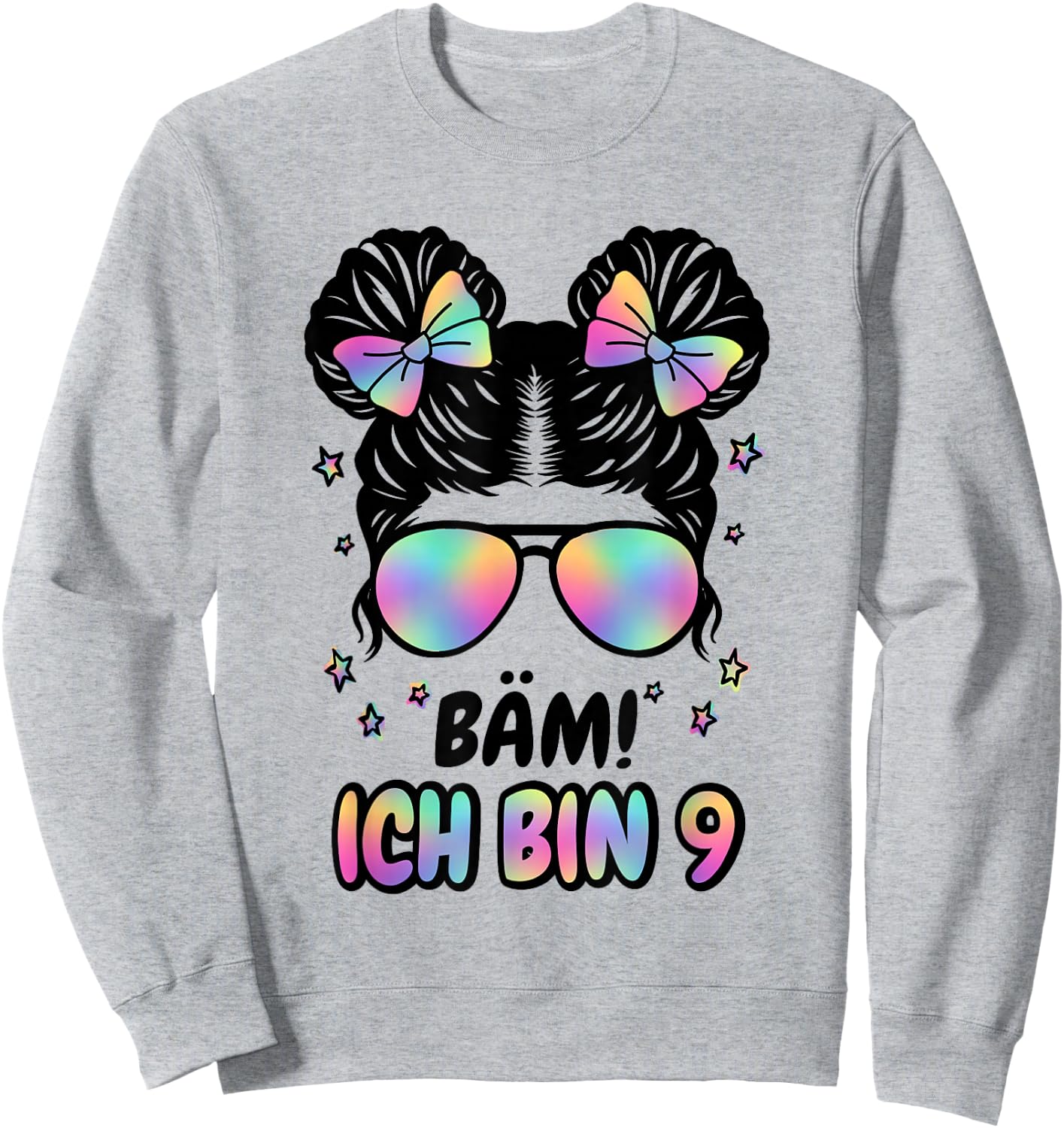 9. Geburtstag Mädchen Messy Bun Bäm! Ich Bin Neun Sweatshirt - Sweatshirt | Ash