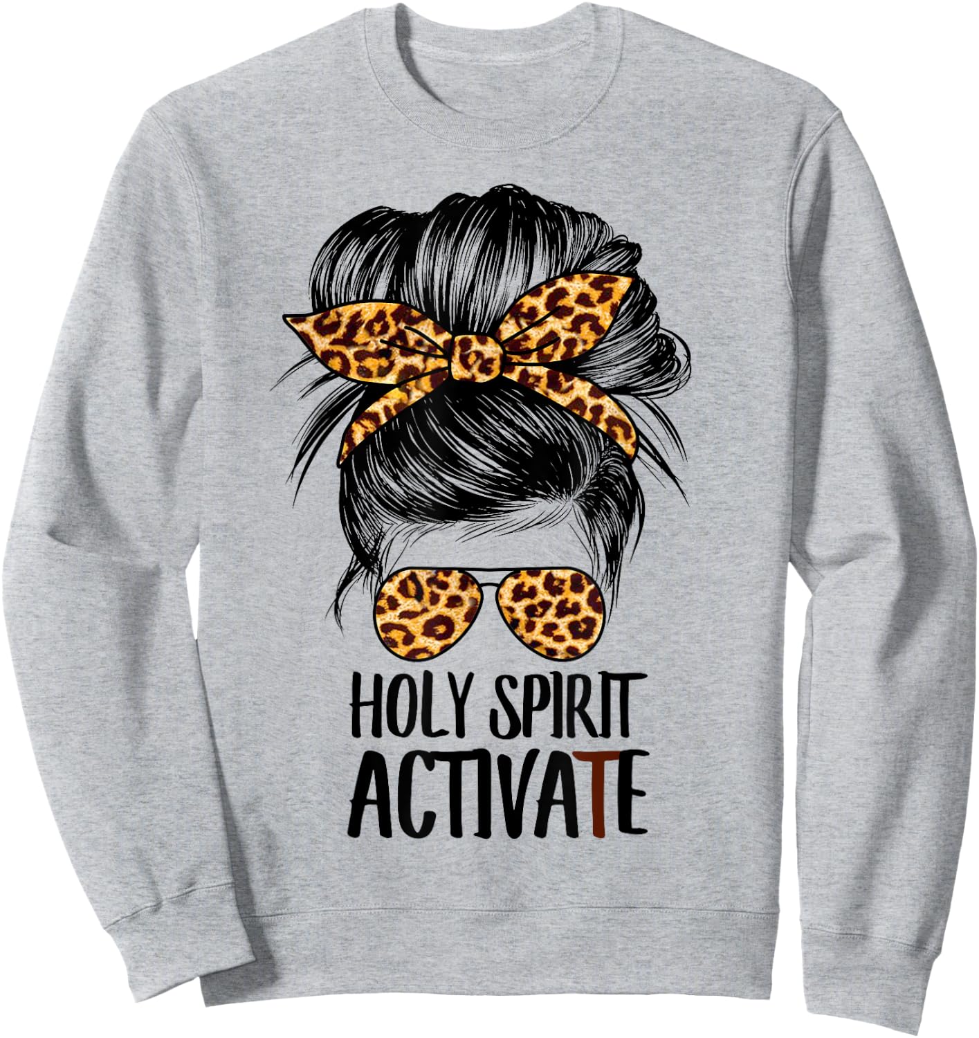 Trendy Religious Holy Spirit Cool Mom Life Leopard Print Sweatshirt - Sweatshirt | Ash