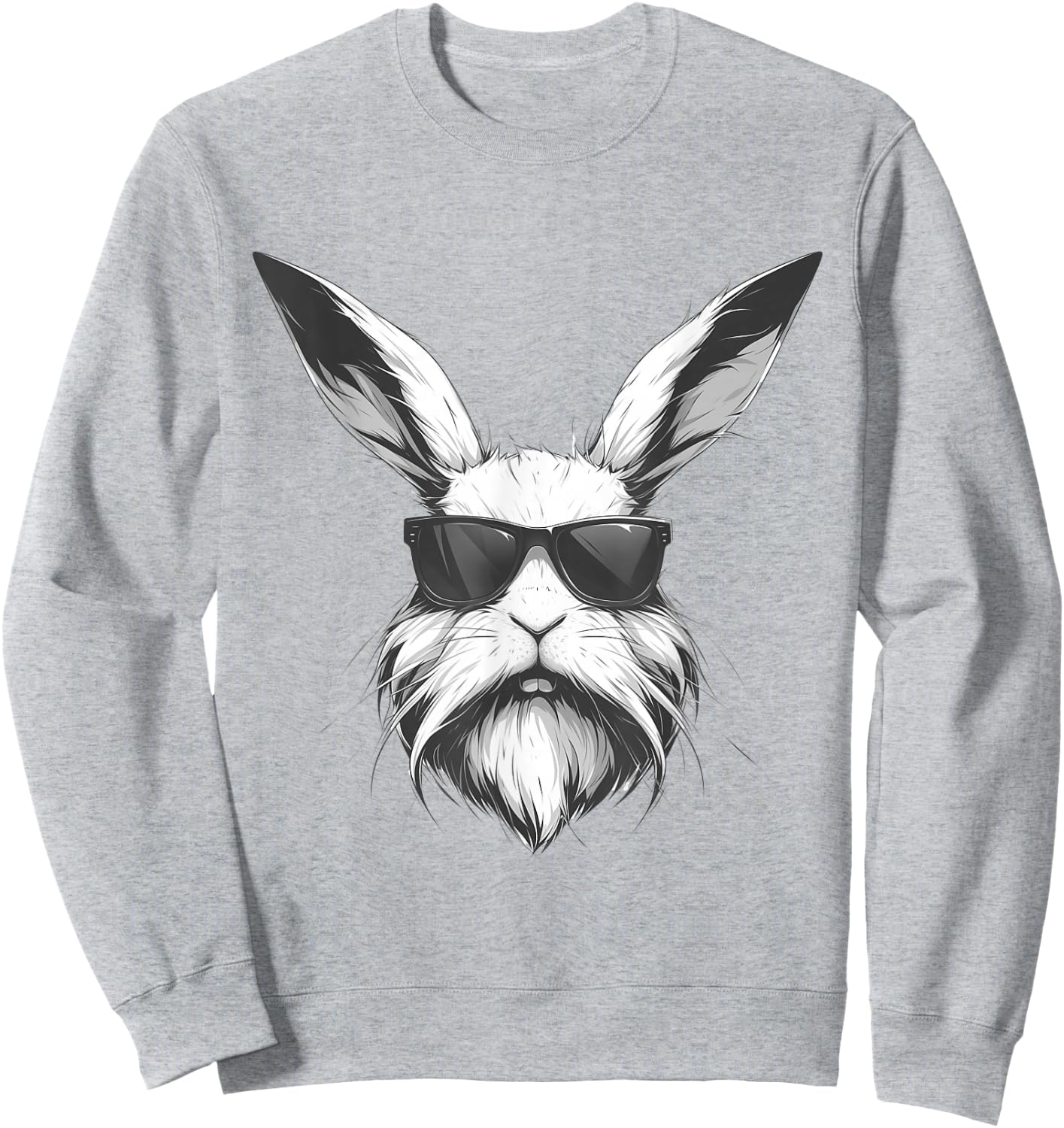 Beard Bunny Face With Sunglasses Easter Day 2024 Men Boy Kid Sweatshirt - Sweatshirt | Ash