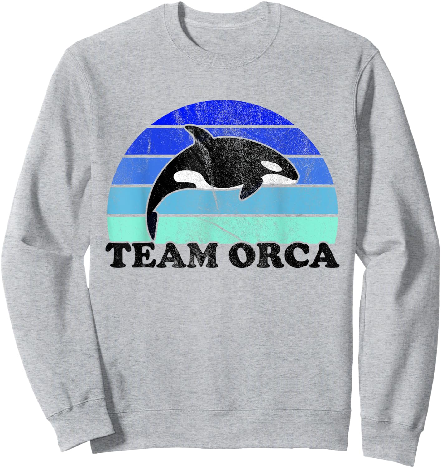 Team Orca - Whale Orcas Sea Ocean Retro Sunset Sweatshirt - Sweatshirt | Ash