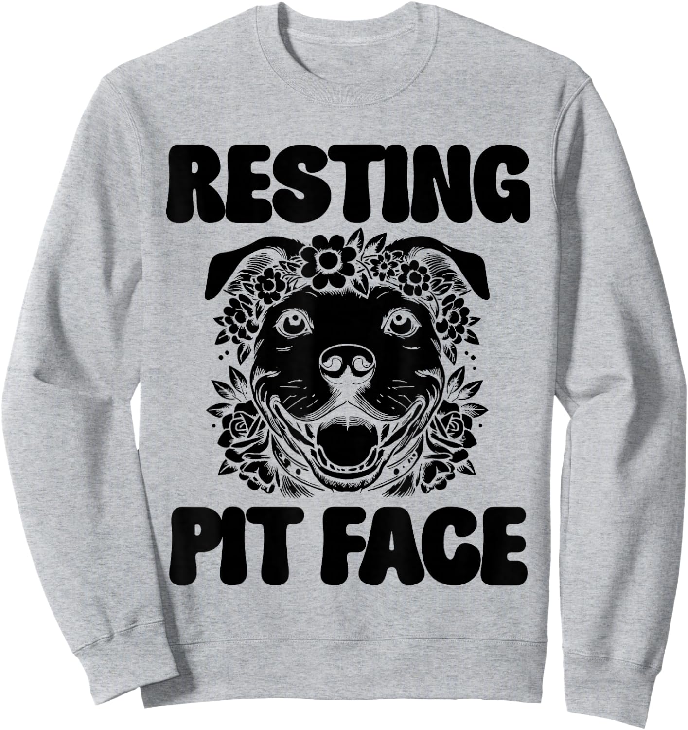 Resting Pit Face Pitbull Dog Design Sweatshirt - Sweatshirt | Ash