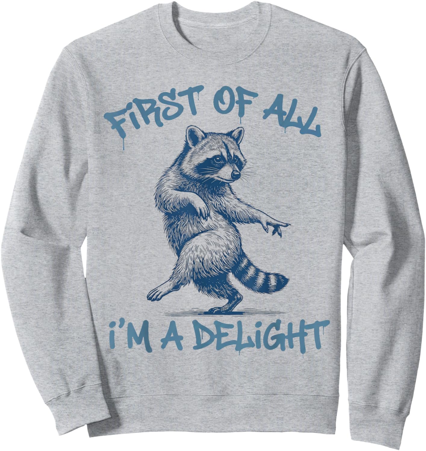 First of All Im A Delight Funny Raccoon Sarcastic Men Women Sweatshirt - Sweatshirt | Ash