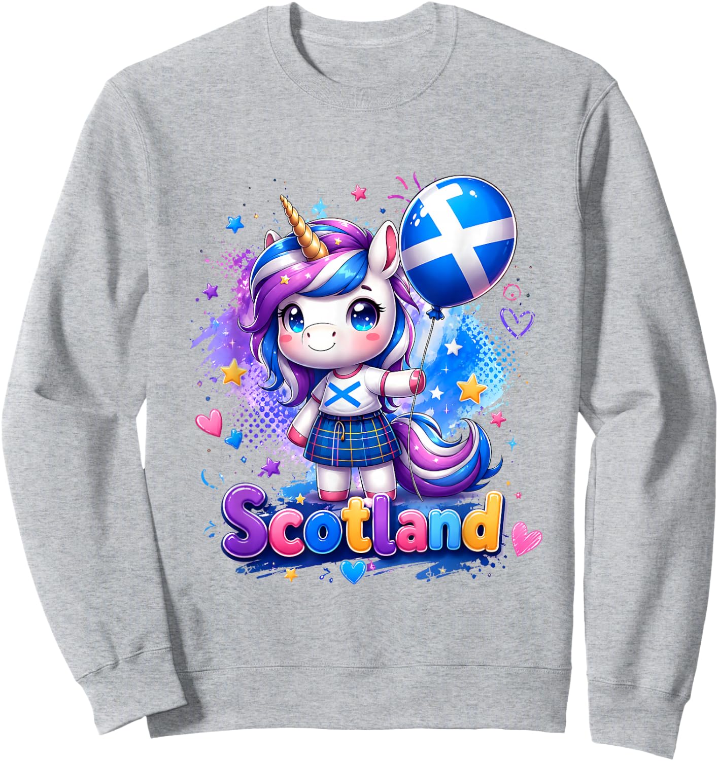 Cute Scotland Unicorn Shirt Scottish Flag Kawaii Sweatshirt - Sweatshirt | Ash