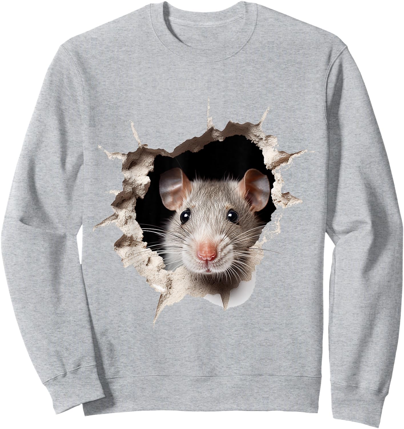 Mouse Animal Print Graphic Drawing Illustration Face Mouse , white, S Sweatshirt - Sweatshirt | Ash