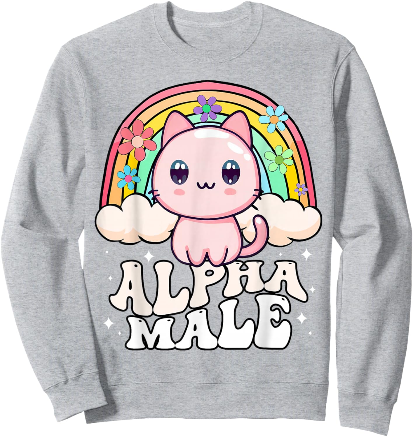 Alpha Männliche Katze Kätzchen Regenbogen Sweatshirt - Sweatshirt | Ash
