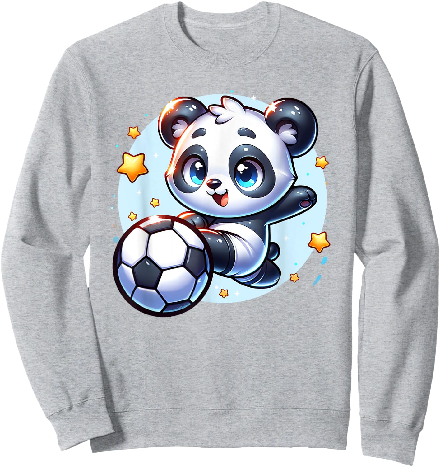 Panda Soccer Player Kicking Soccer Ball Cute Girls Graphic Sweatshirt - Sweatshirt | Ash