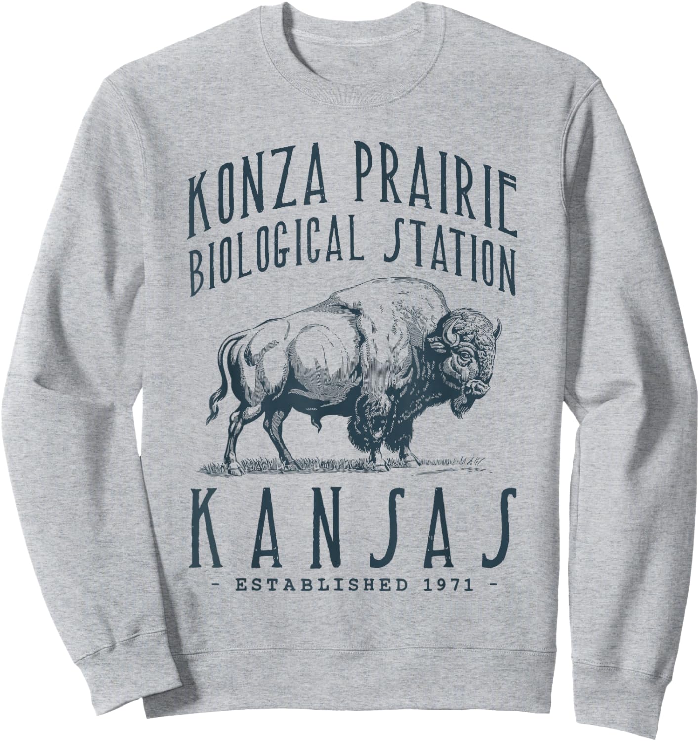 Konza Prairie, Kansas. Bison Design Sweatshirt - Sweatshirt | Ash