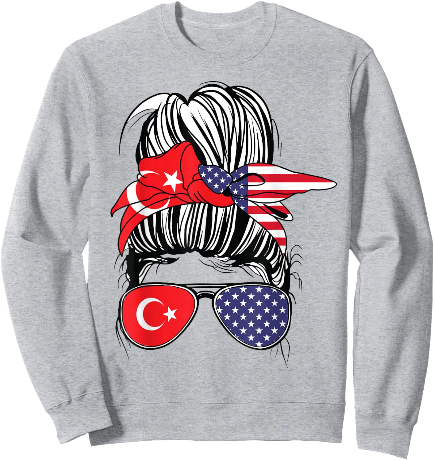 Turkey Women Turkiye Flag American Heritage USA Turkey Sweatshirt - Sweatshirt | Ash