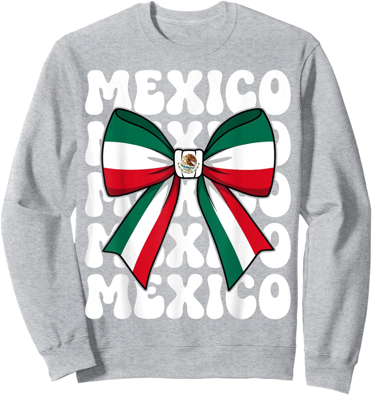Mexico Coquette Bow Mexico Flag Cute Retro Mexican Girl Sweatshirt - Sweatshirt | Ash