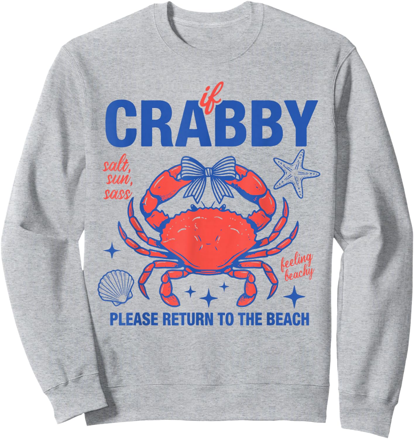 Crabby Beach Humor Salt Sun Sass Ocean Design Sweatshirt - Sweatshirt | Ash