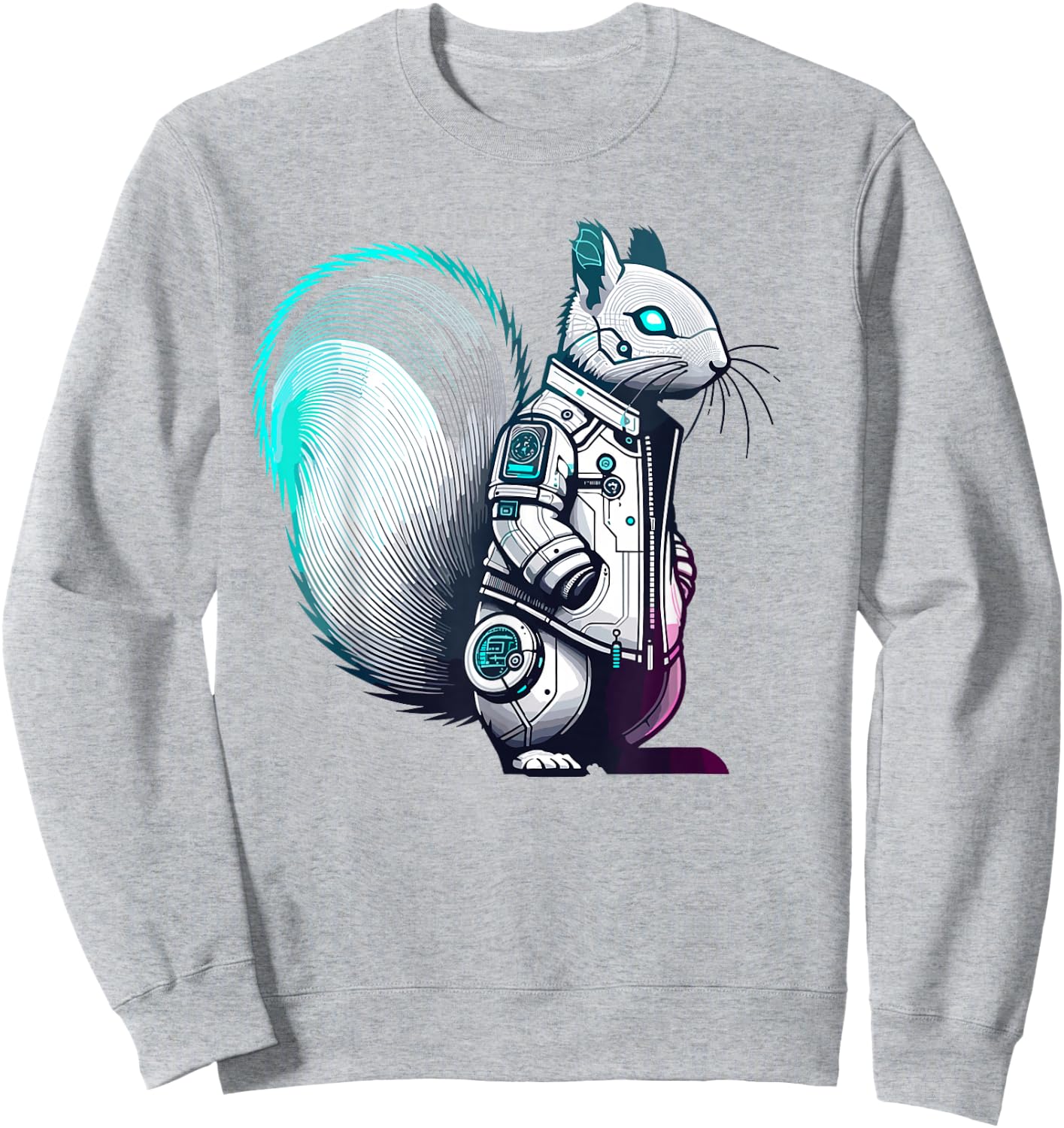 Synthwave Cyberpunk Squirrel Lover Stuff Futuristic Squirrel Sweatshirt - Sweatshirt | Ash