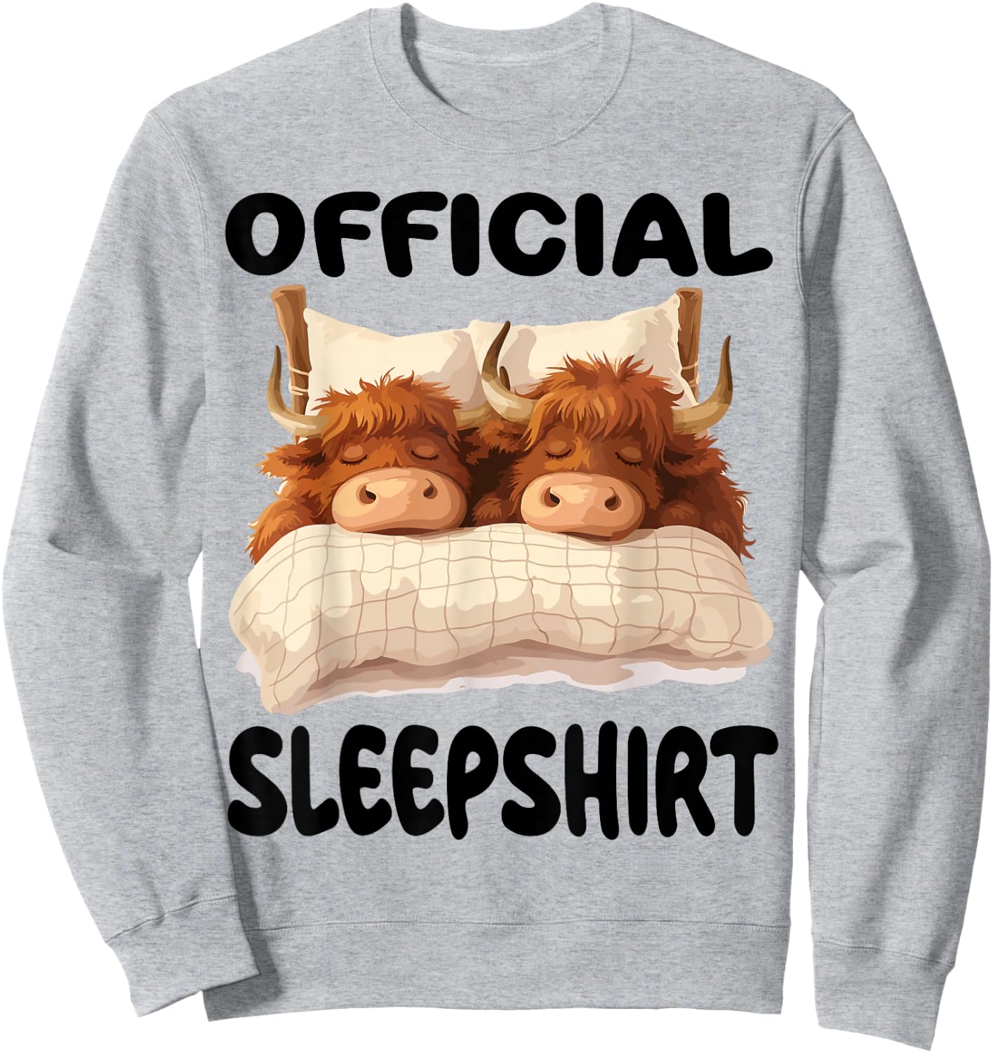 Scottish Highland Cow Official Sleepshirt Pajamas Nightgown Sweatshirt - Sweatshirt | Ash
