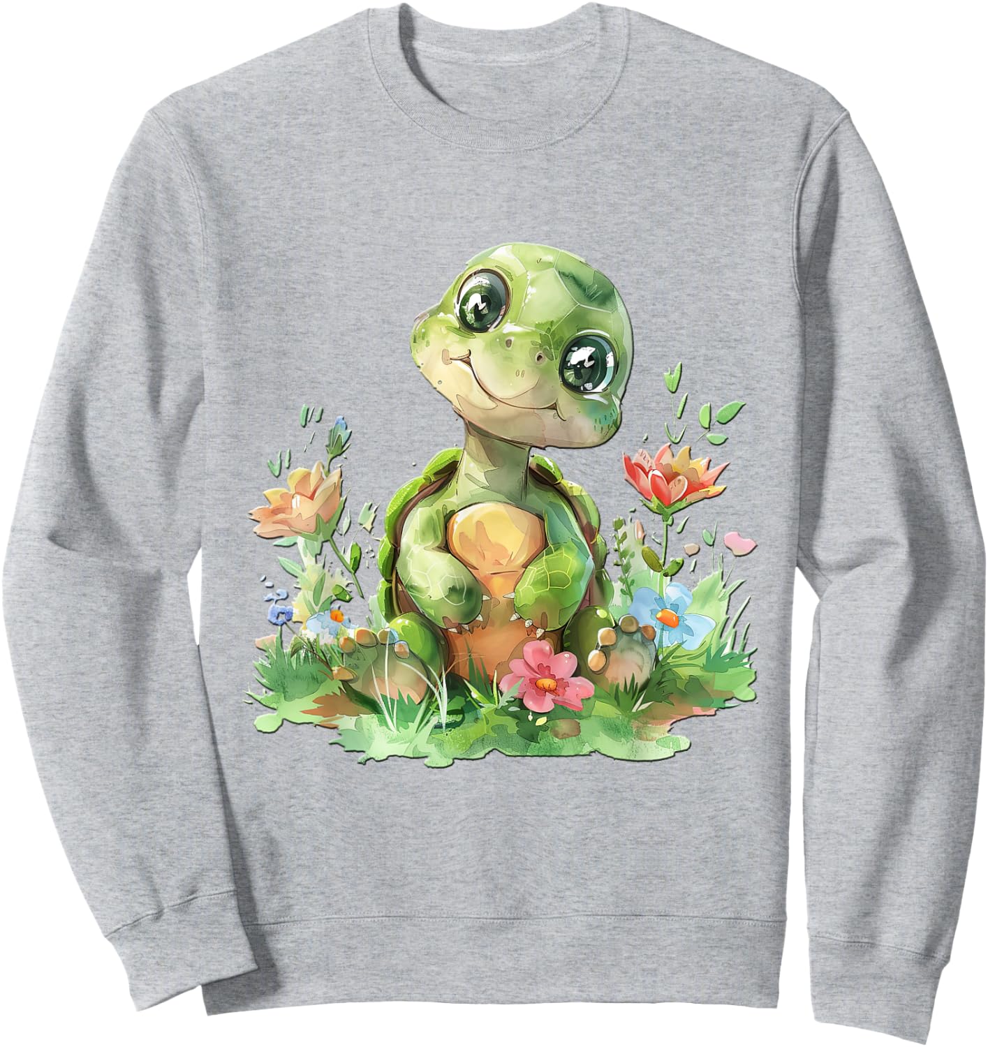 Baby Schildkröte mit Blumen süße Kröte Mädchen Tochter Sohn Sweatshirt - Sweatshirt | Ash