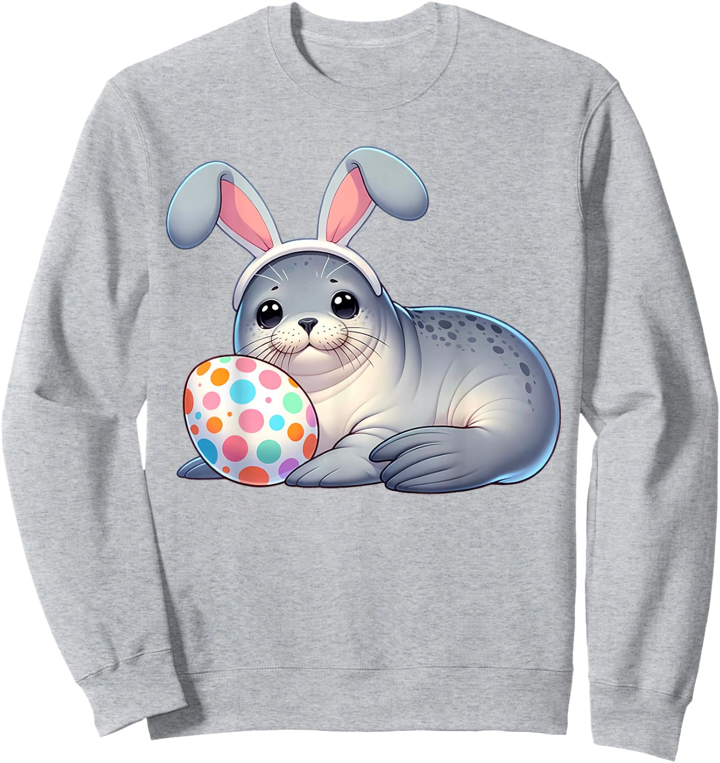 Funny Easter Seal Lovers Egg Eggs Bunny Rabbit Bunnies Sweatshirt - Sweatshirt | Ash
