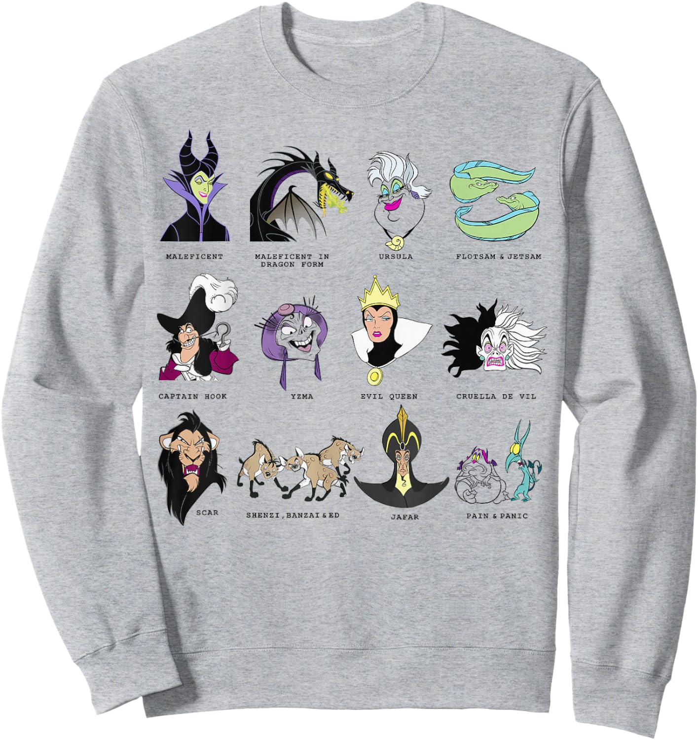 Disney Villains Portrait Grid Sweatshirt - Sweatshirt | Ash
