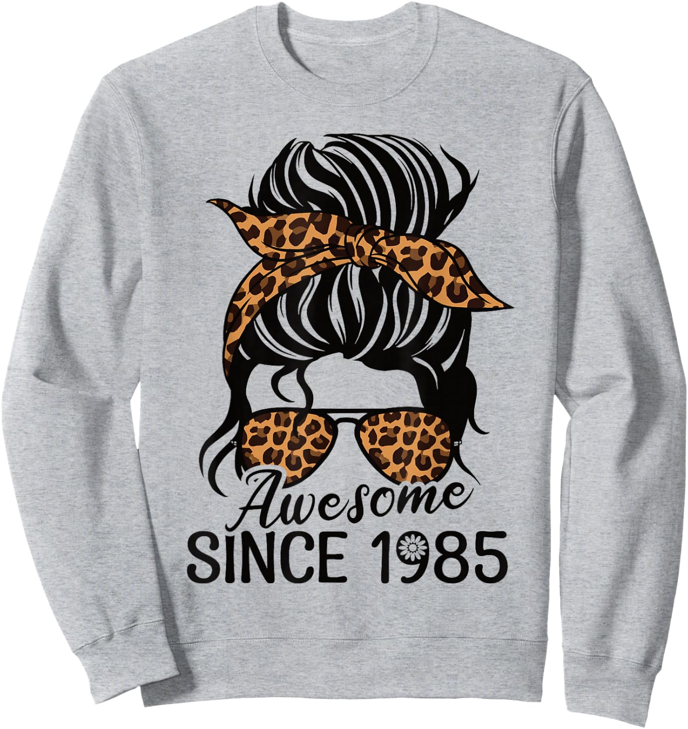 Awesome Since 1985 Woman and Girl Leopard Born 1985 Sweatshirt - Sweatshirt | Ash