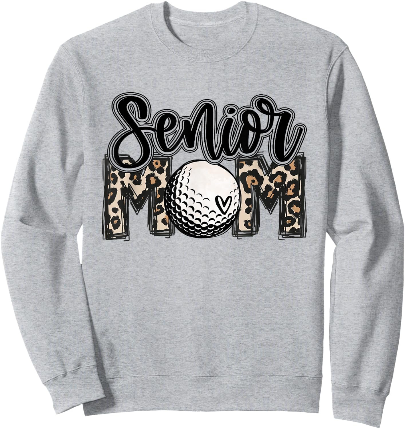 Senior Golf Mom 2026 Leopard Mama Golfing Lover Golf Player Sweatshirt - Sweatshirt | Ash