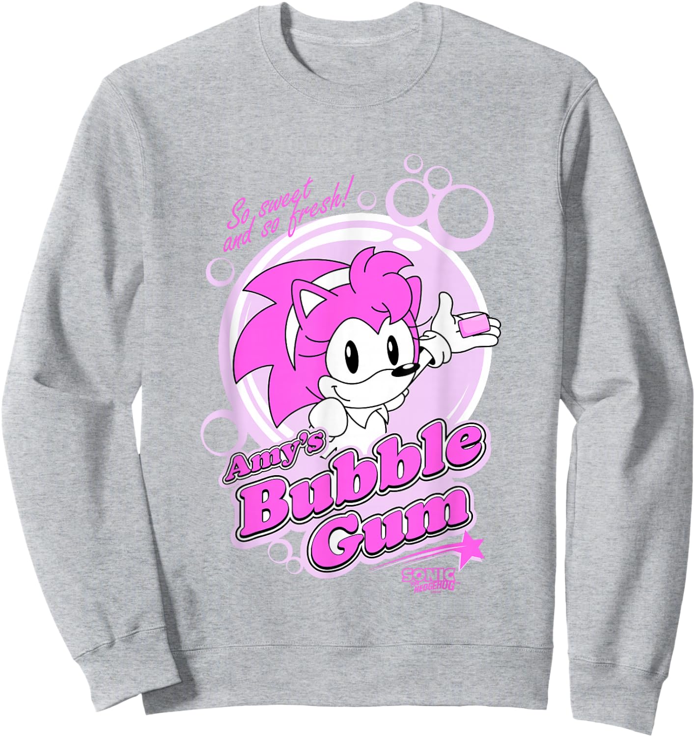 Sonic The Hedgehog Amy's Bubble Gum Sweet and Fresh Retro Sweatshirt - Sweatshirt | Ash