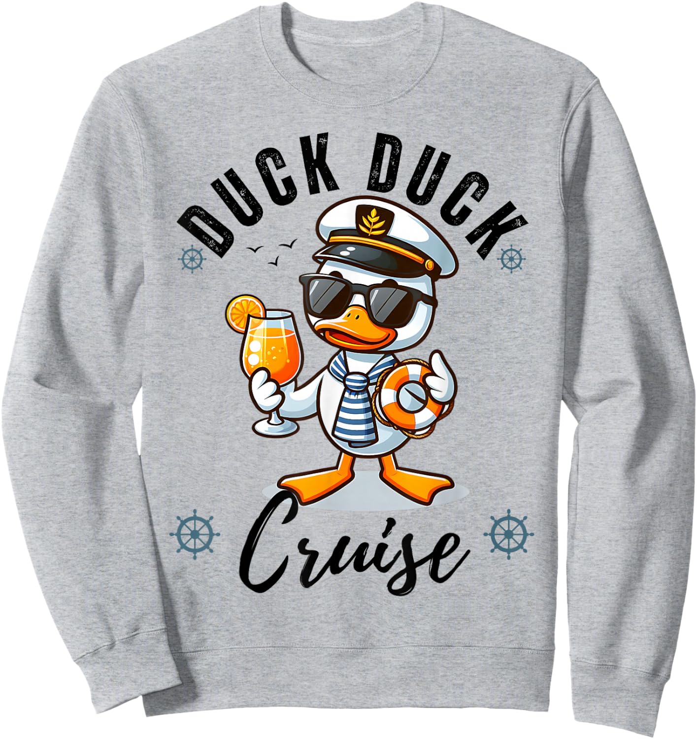 Duck Duck Cruise Family Matching Cruise Cute Group Summer Sweatshirt - Sweatshirt | Ash