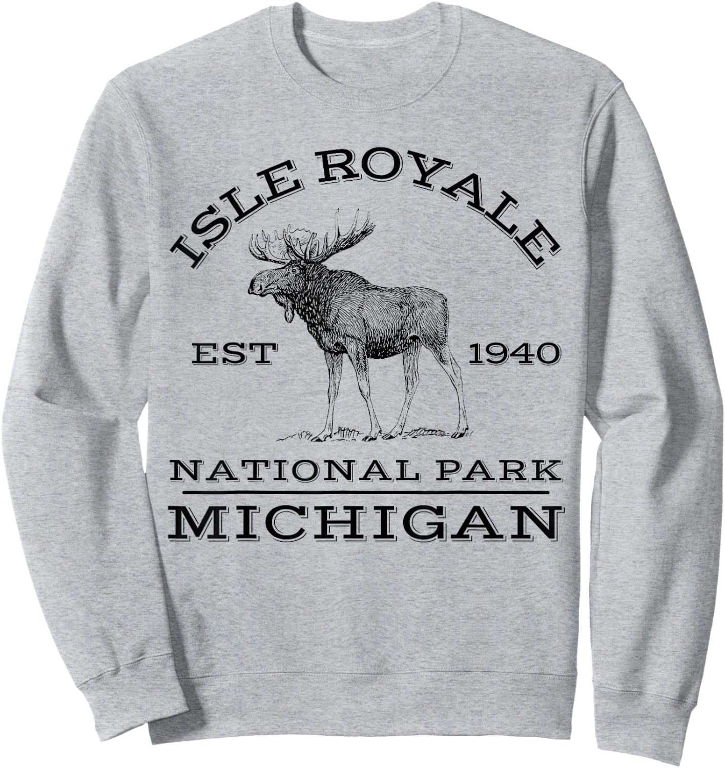 Isle Royale National Park Michigan Moose Hike Outdoors Sweatshirt - Sweatshirt | Ash