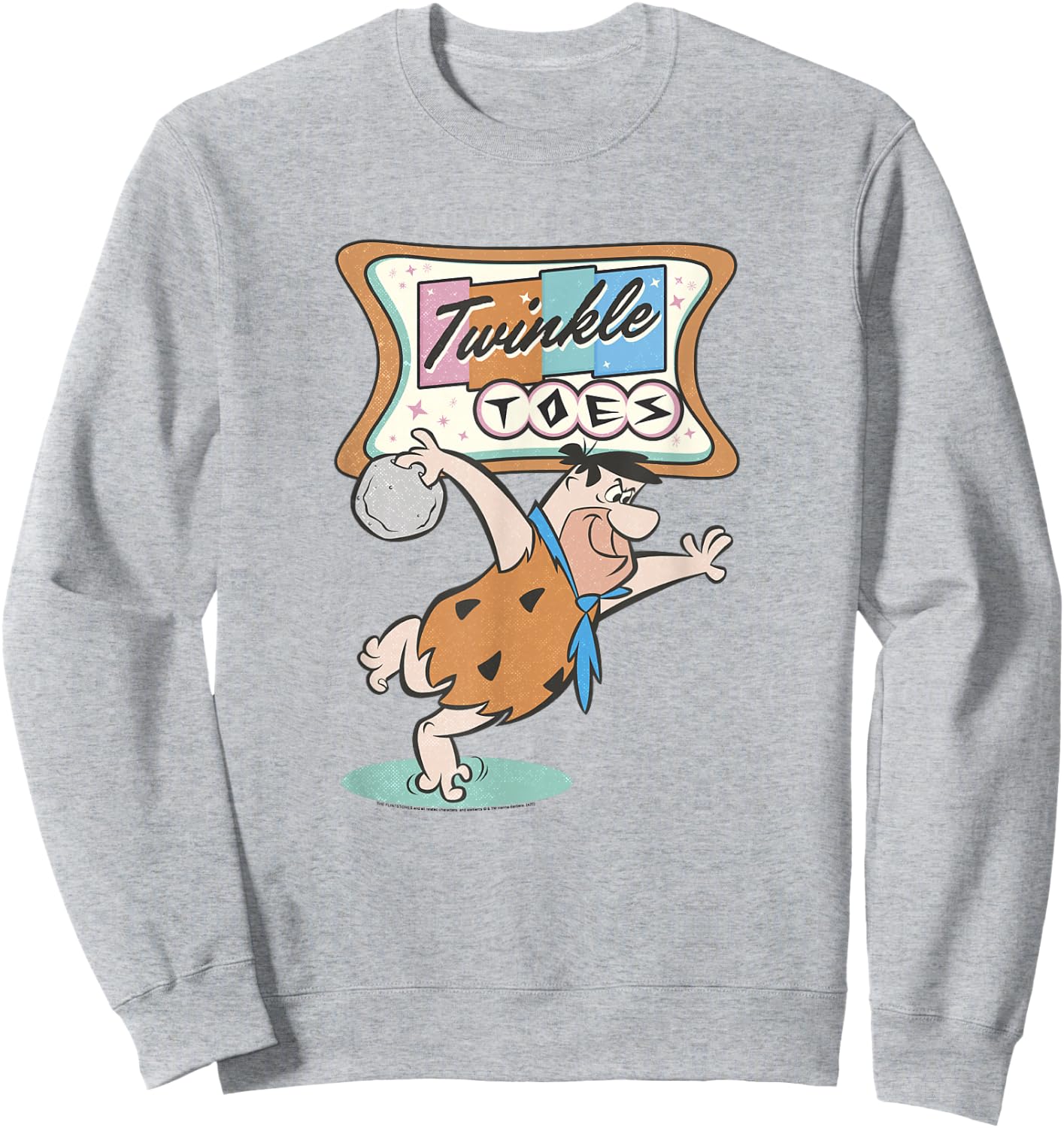 The Flintstones Twinkle Toes Fred Flintstone Bowling Alley Small Sweatshirt - Sweatshirt | Ash