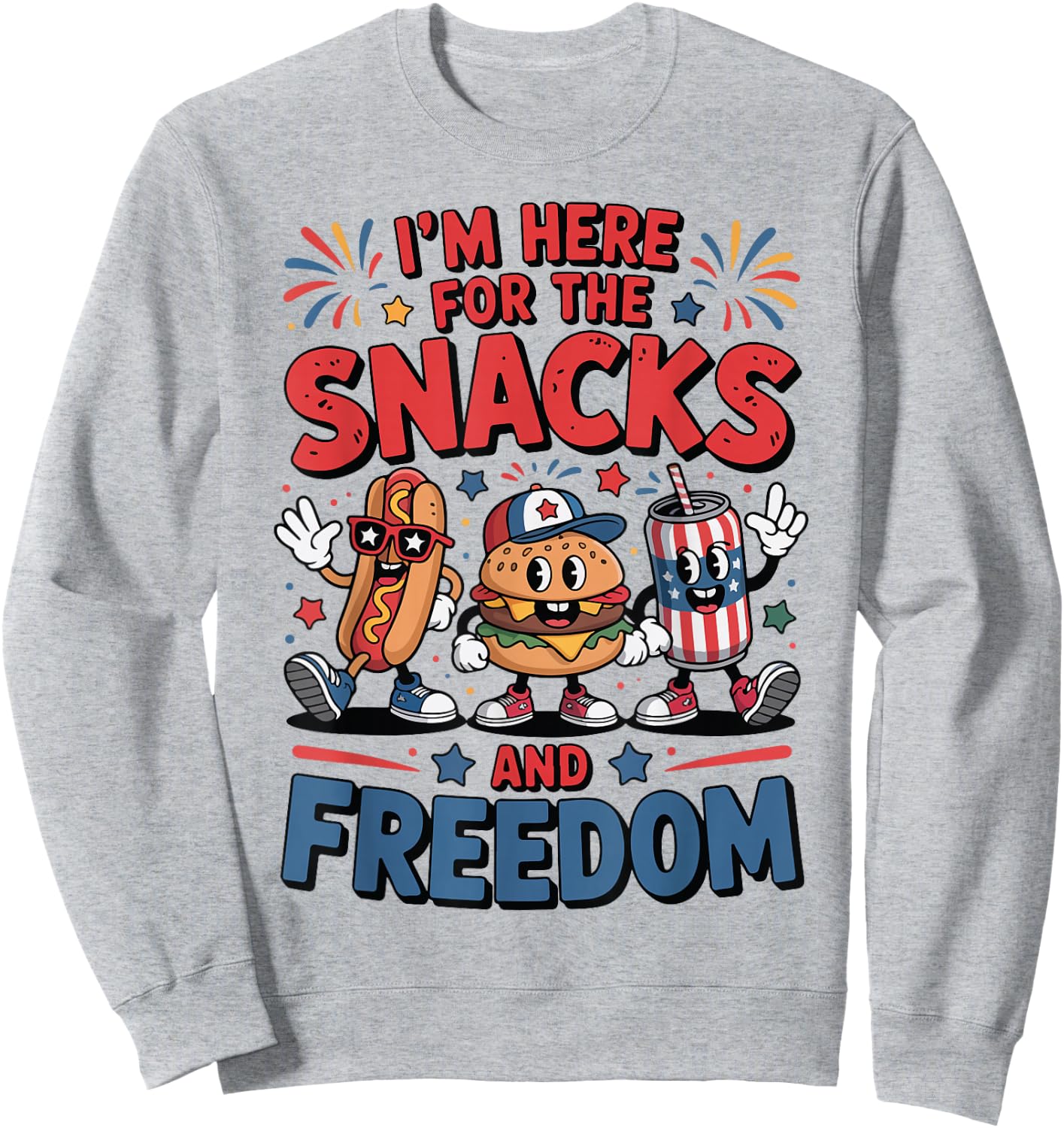 Im Here For Snacks Freedom Hotdog 4th July Funny Toddler Boy Sweatshirt - Sweatshirt | Ash